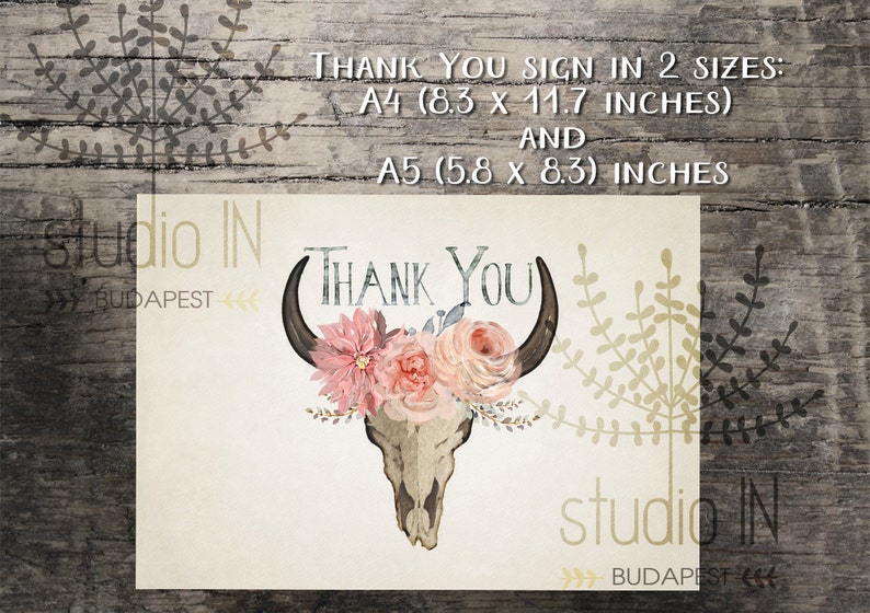 Thank you sign printable,wedding thank you sign,bohemian thank you printable,rustic thank you sign,rustic wedding printable,INSTANT DOWNLOAD image 3