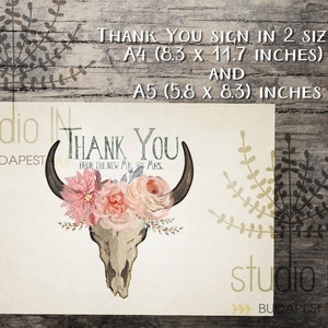 Thank you sign printable,wedding thank you sign,bohemian thank you printable,rustic thank you sign,rustic wedding printable,INSTANT DOWNLOAD image 2