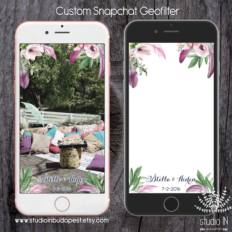 SNAPCHAT GEOFILTER, Custom Snapchat Geofilter, Wedding geofilter, Snapchat filter, floral wedding snapchat geofilter image 2