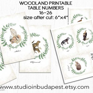 TABLE SIGN, woodland Table sign, woodland table number 16-32, forest table numbers, fox table sign, woodland wedding theme, ForestSet image 2