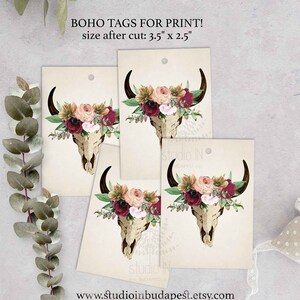 Boho Gift tag floral gift tags printable tags wedding gift image 1