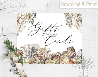 Cards and Gift boho safari animal wedding sign printable file