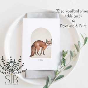 Woodland animal table numbers, NON-EDITABLE Printable cards!