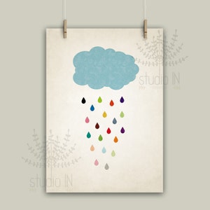 Rain drop, colorful raindrops, nursery cloud, nursery printable, rain, colourful rain,nursery printable, rainbow, INSTANT DIGITAL DOWNLOAD image 1