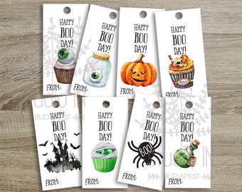 Printable Halloween Favor Tags, Kids Halloween Party Favor Tags, Treat Bag Tag diy, Halloween Party Decoration diy, set of 8 Halloween tags