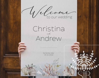 Wedding welcome sign template, zoo wedding welcome sign, turtle wedding sign, Online editable sign, MARINE SET