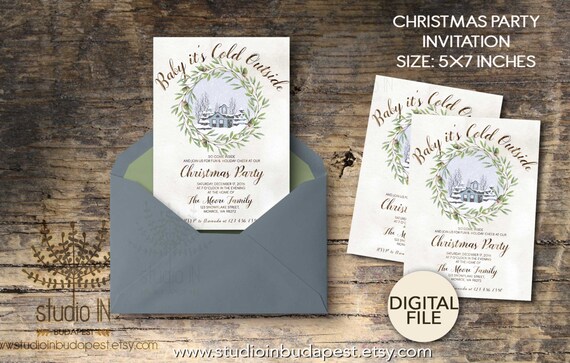 printable christmas invitations christmas party invitations etsy
