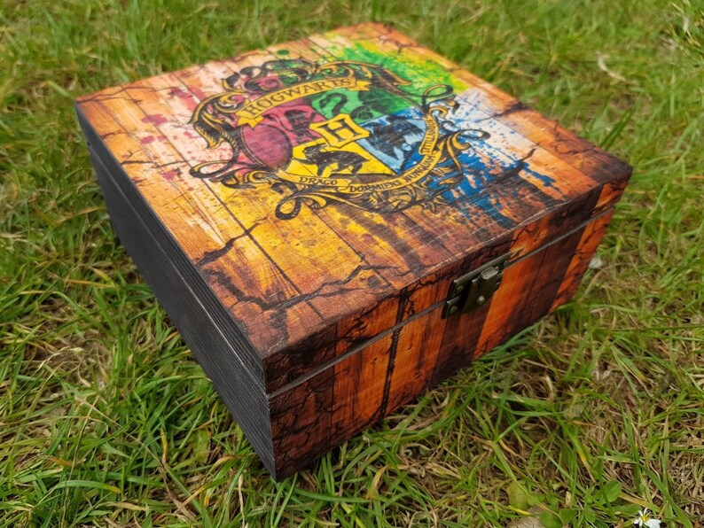 Harry Potter wood box Hogwarts Crest Harry Potter gift Etsy