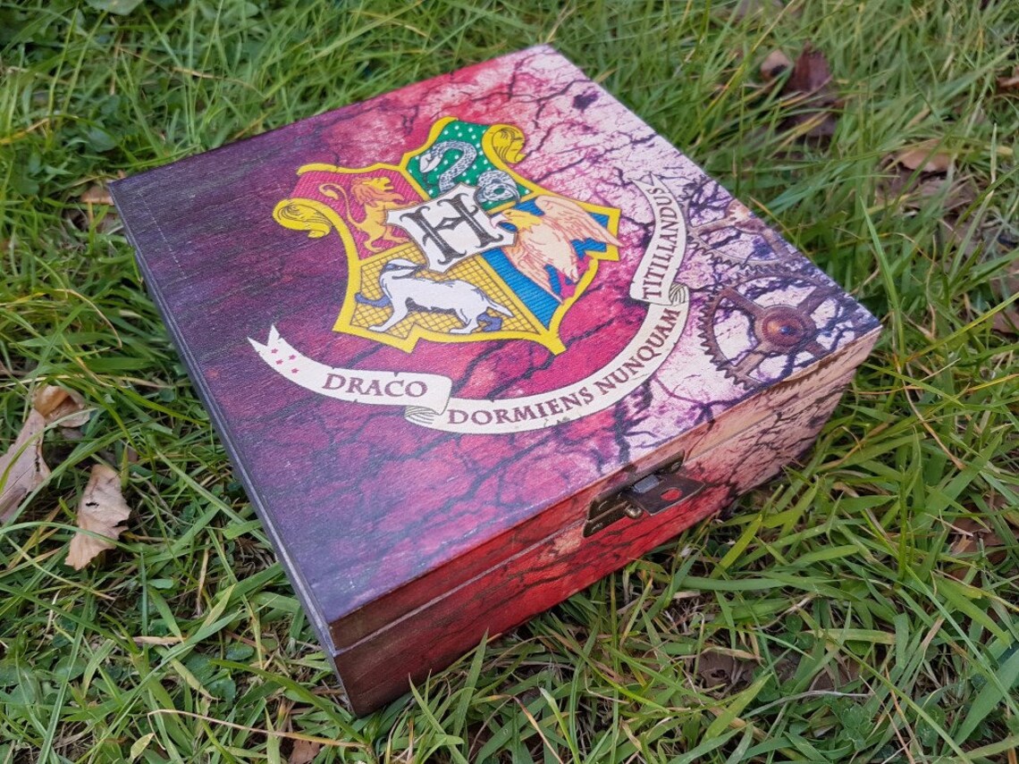 Harry Potter wooden box Hogwarts HP Harry Potter wood box Etsy