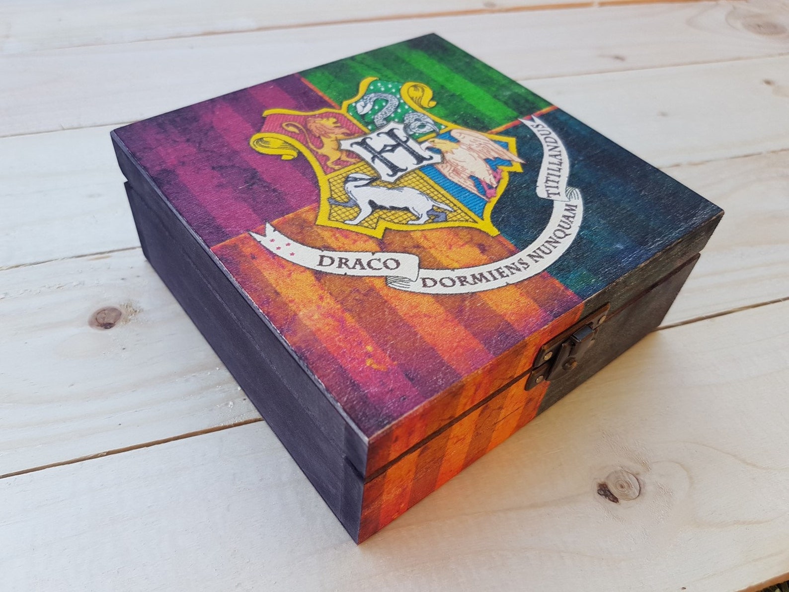 Harry Potter wood box Hogwarts Crest Harry Potter gift Etsy