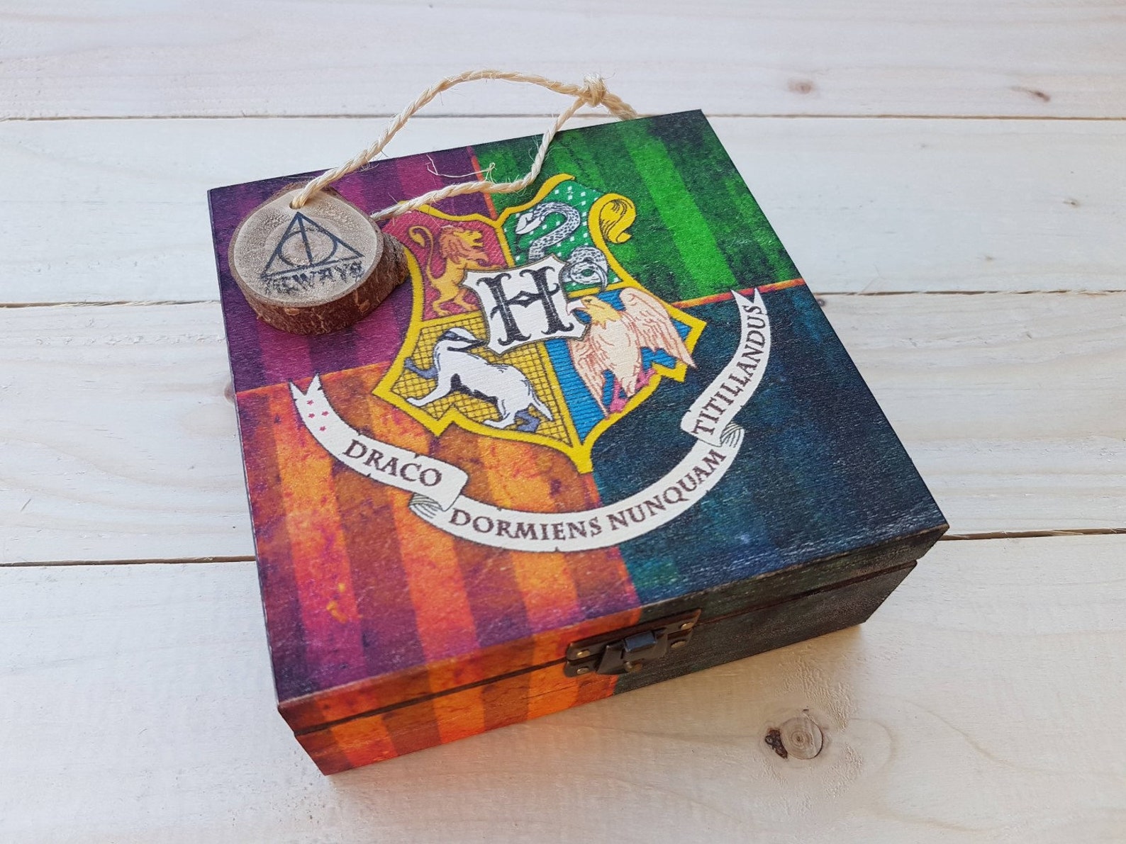Harry Potter wood box Hogwarts Crest Harry Potter gift Etsy