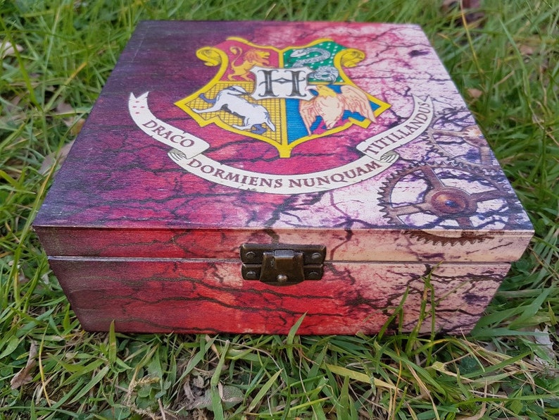 Harry Potter wooden box Hogwarts HP Harry Potter wood box Etsy