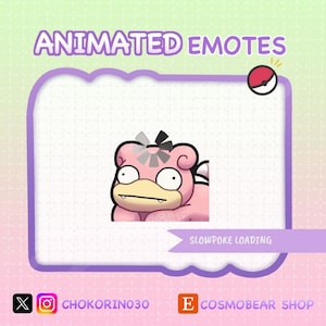 Può includere: Emoticon animato con un Slowpoke rosa con un'icona di caricamento in bianco e nero sulla testa. Il testo "Slowpoke Loading" è sotto l'immagine.