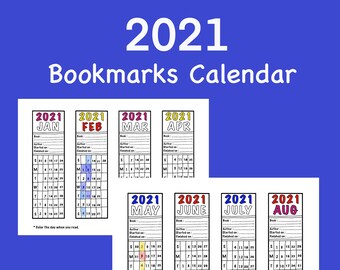 Calendar Bookmarks Etsy