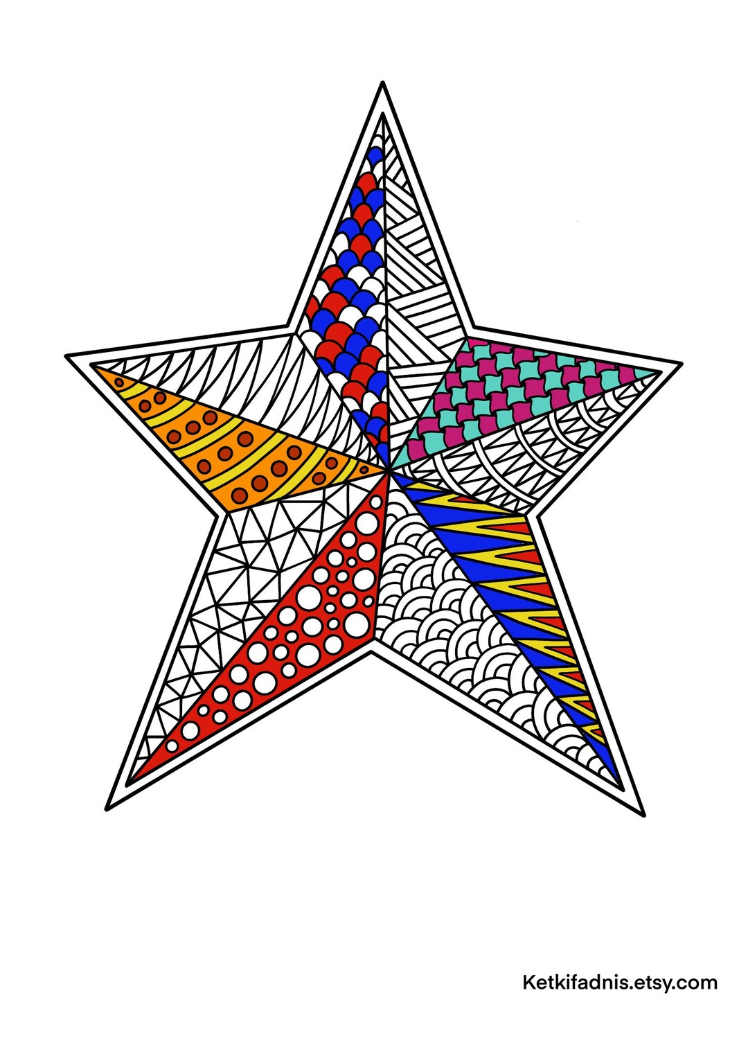 Christmas Star Coloring Page Instant PDF Download Digital - Etsy