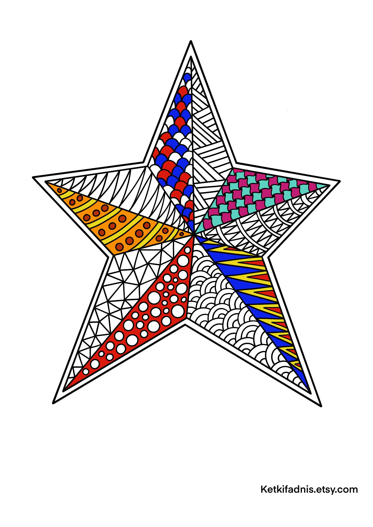 Christmas Star Coloring Page Instant PDF Download Digital - Etsy