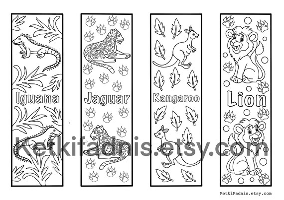 Animals 3 Coloring bookmarks - bookmarks coloring page - Instant PDF  Download - Digital download - Coloring page