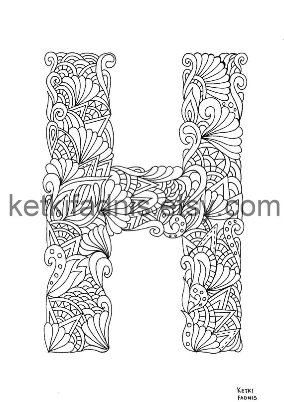 Letter H Coloring Page Instant PDF Download Alphabet | Etsy