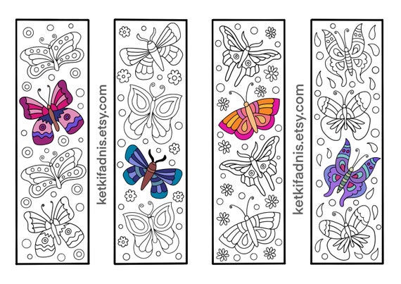 Butterfly Coloring Bookmarks Bookmarks Coloring Page | Etsy