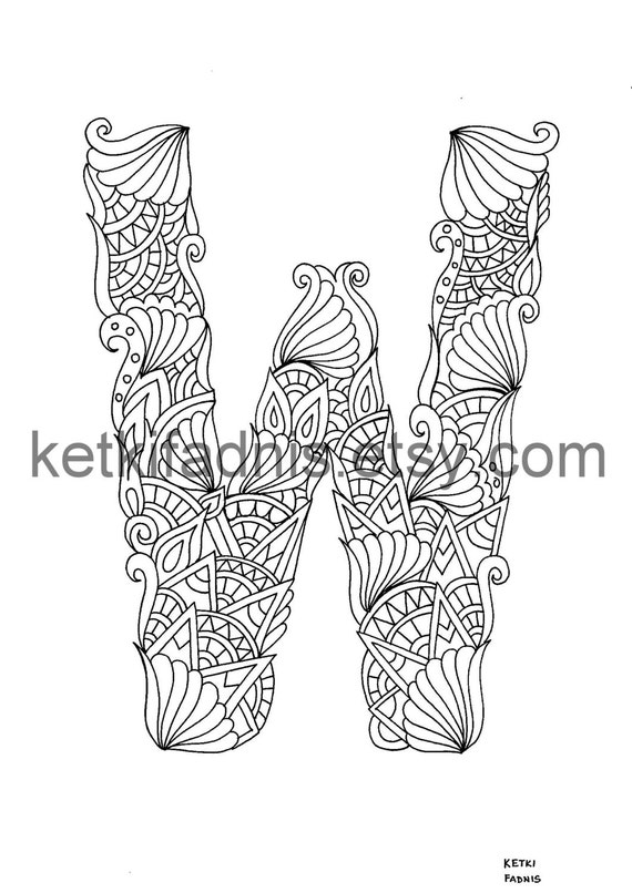 Letter W Coloring Page Instant Pdf Download Alphabet Etsy