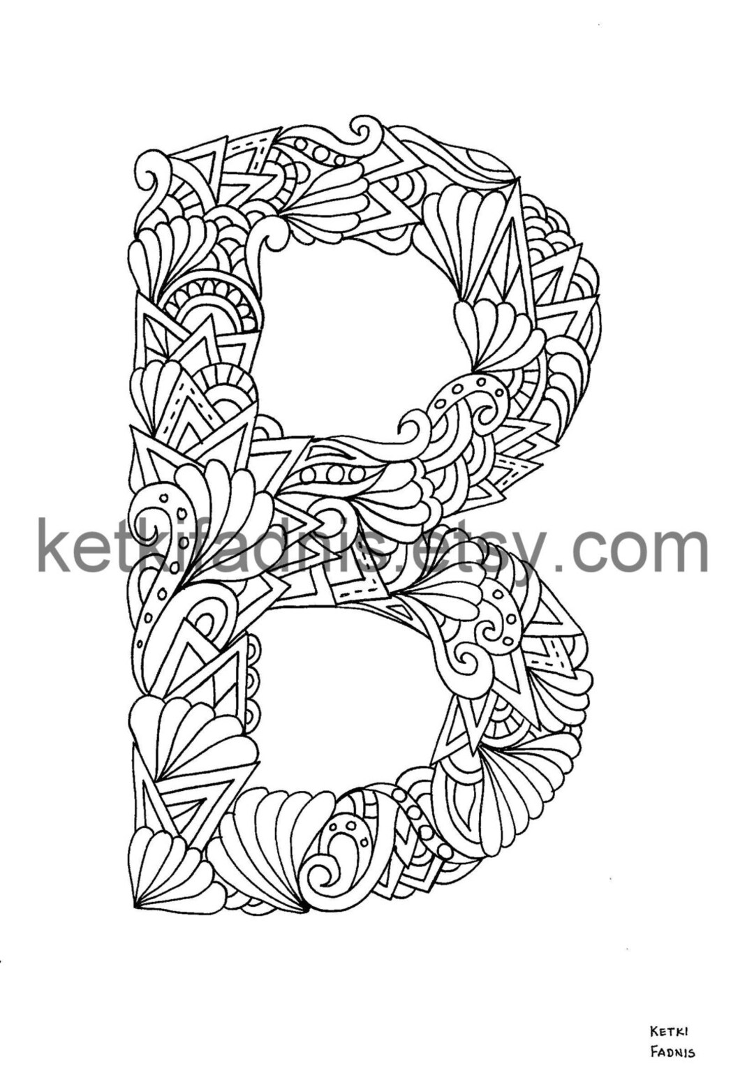 Letter B Coloring Page Instant PDF Download Alphabet - Etsy