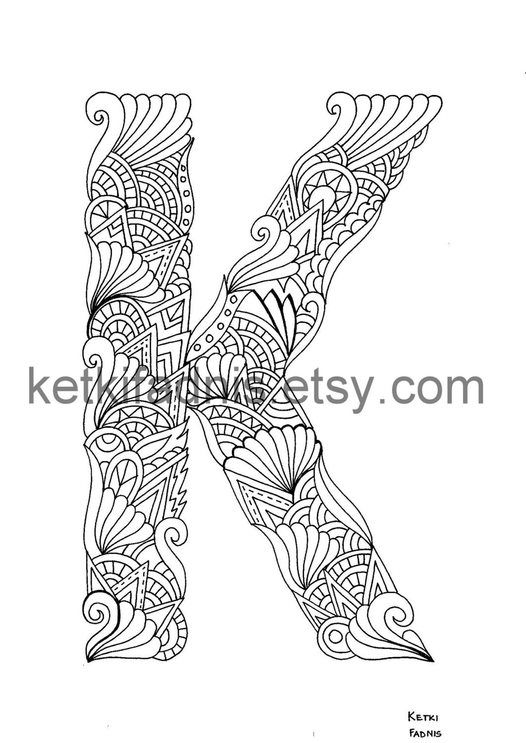 Letter K Coloring Page Instant PDF Download Alphabet | Etsy