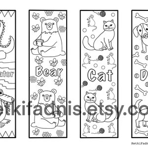 animals 1 coloring bookmarks bookmarks coloring page etsy