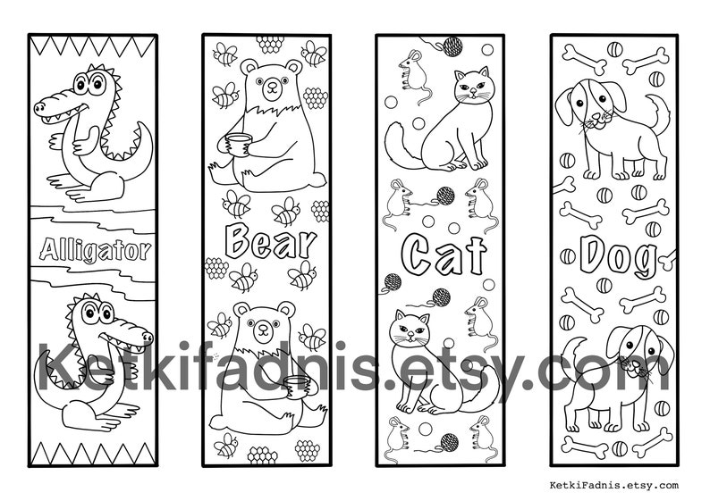 animals 1 coloring bookmarks bookmarks coloring page etsy