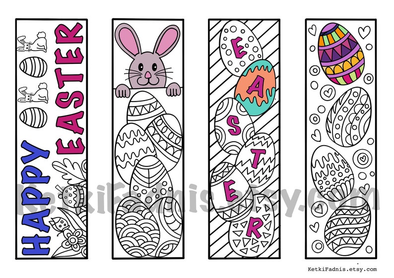 Easter Coloring Bookmarks Bookmarks Coloring Page Instant Etsy