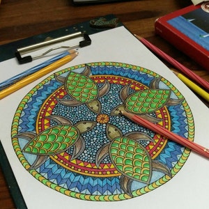 Turtle  Mandala Coloring page - Instant PDF Download - Digital download - Hand drawn - DIY - Coloring page
