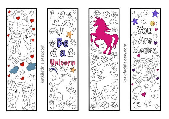 unicorn coloring bookmarks bookmarks coloring page instant etsy