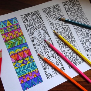 Coloring Bookmarks Geometric PDF Download Bookmarks to Color Hand Drawn ...