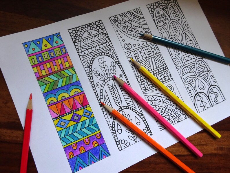 Download Coloring Bookmarks Geometric PDF Download Bookmarks to | Etsy