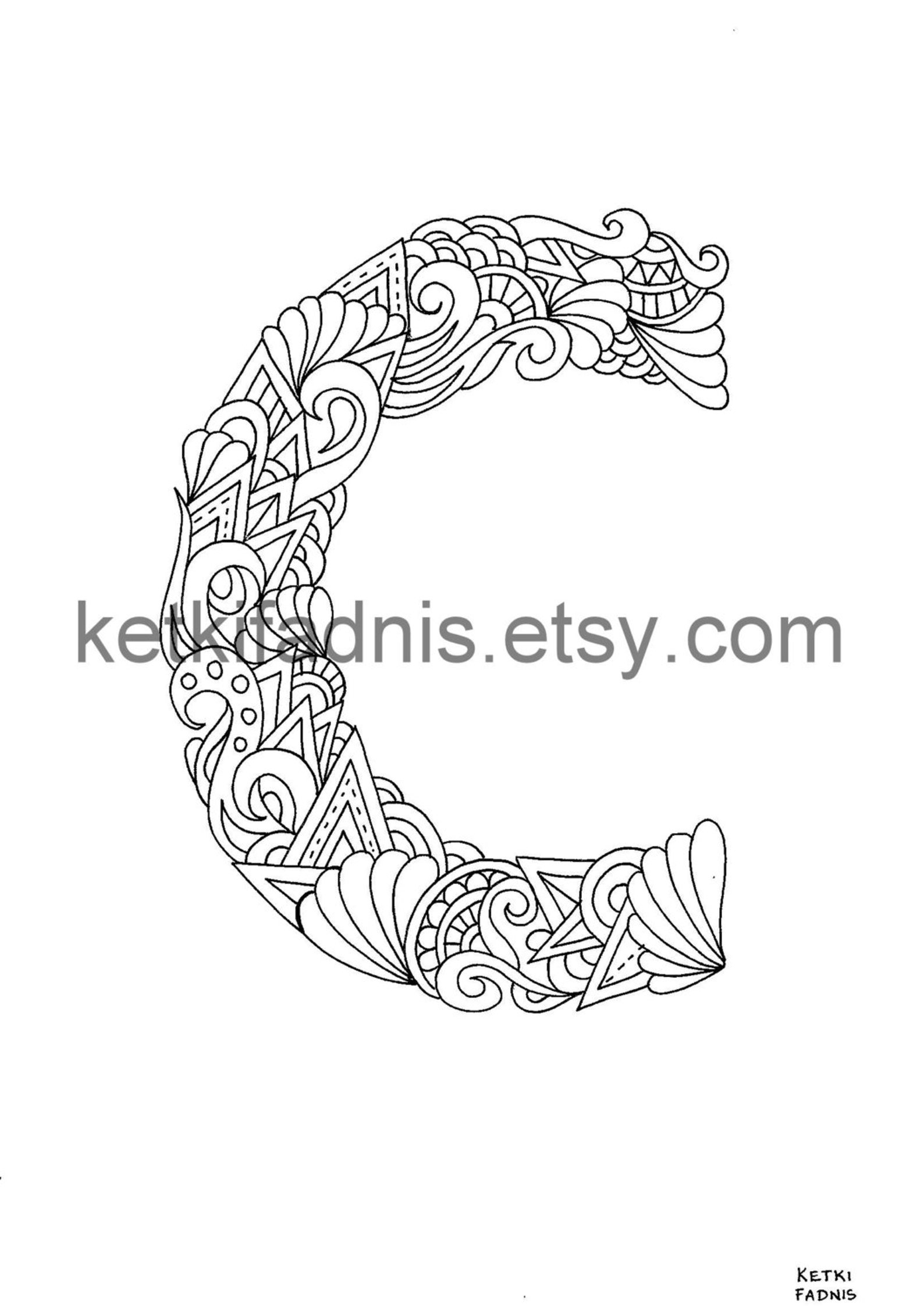 Letter C Coloring Page Instant PDF Download Alphabet - Etsy