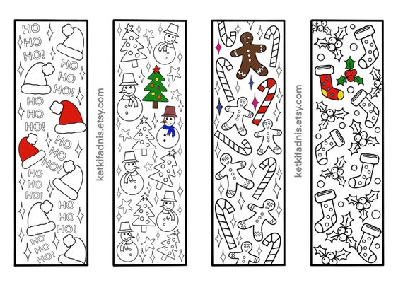 Download Christmas Coloring Bookmarks Bookmarks Coloring Page Etsy