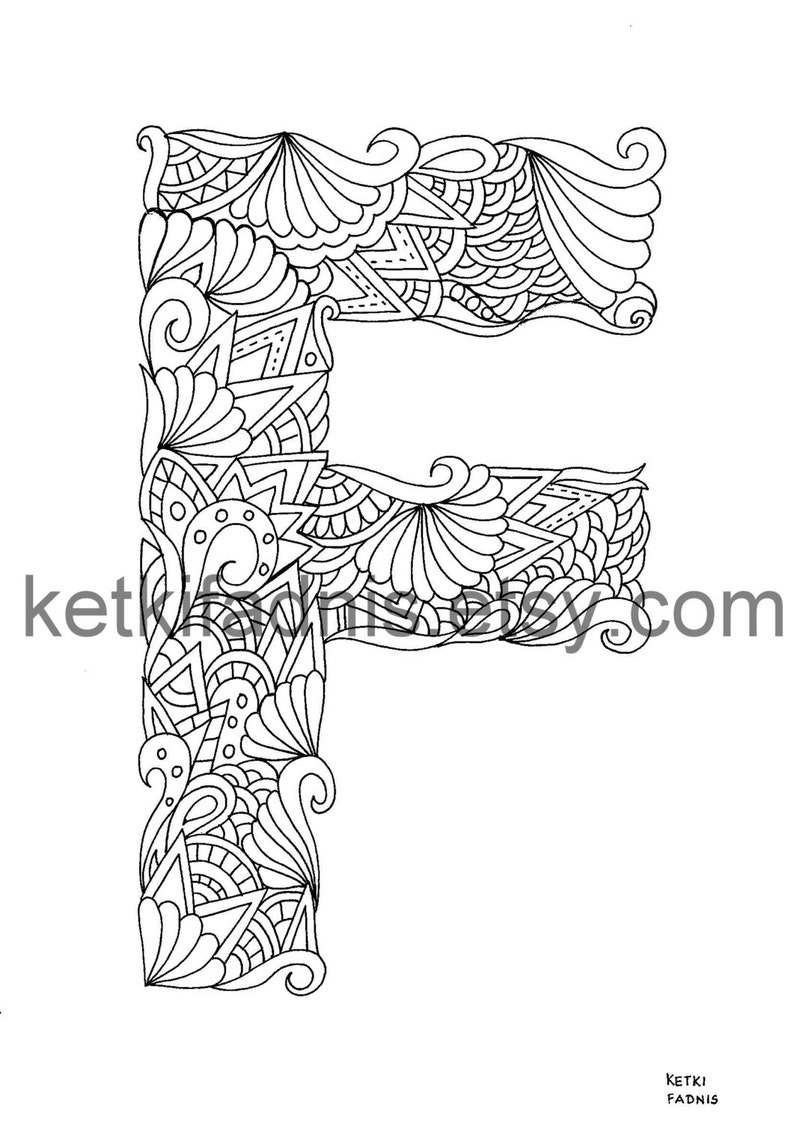 Letter F Coloring Page Instant PDF Download Alphabet | Etsy