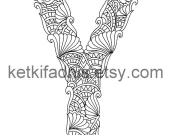 letter y coloring page instant pdf download alphabet etsy