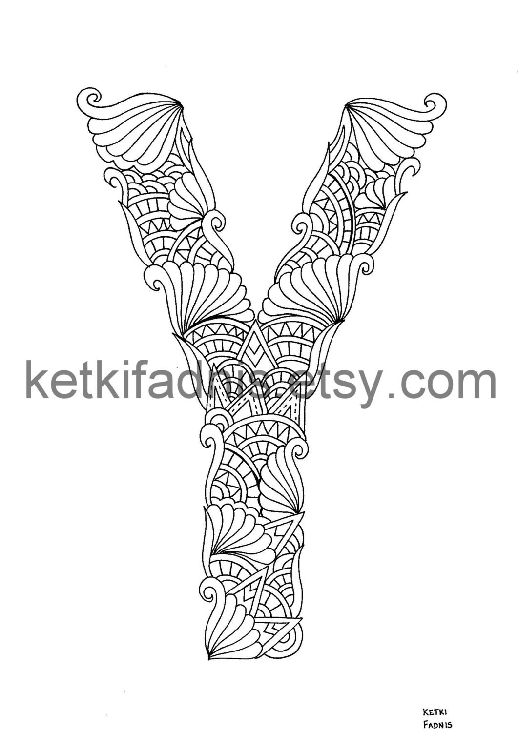 Letter Y Coloring Page Instant PDF Download Alphabet  Etsy India