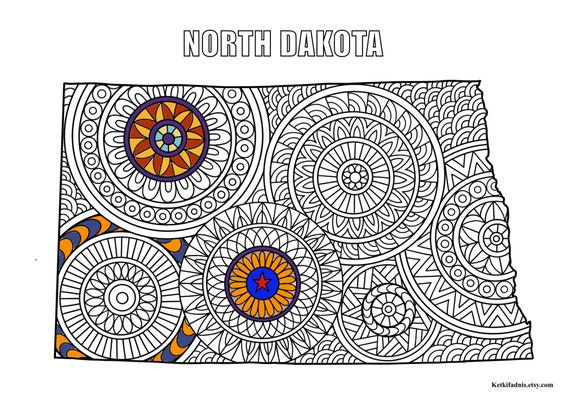 New Dakota Map Colouring Page Digital Download PDF | Etsy