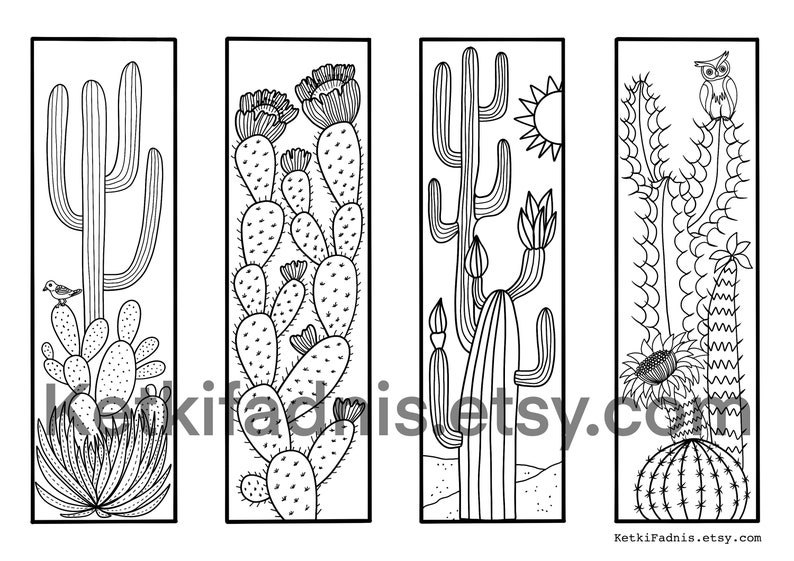cactus coloring bookmarks bookmarks coloring page instant