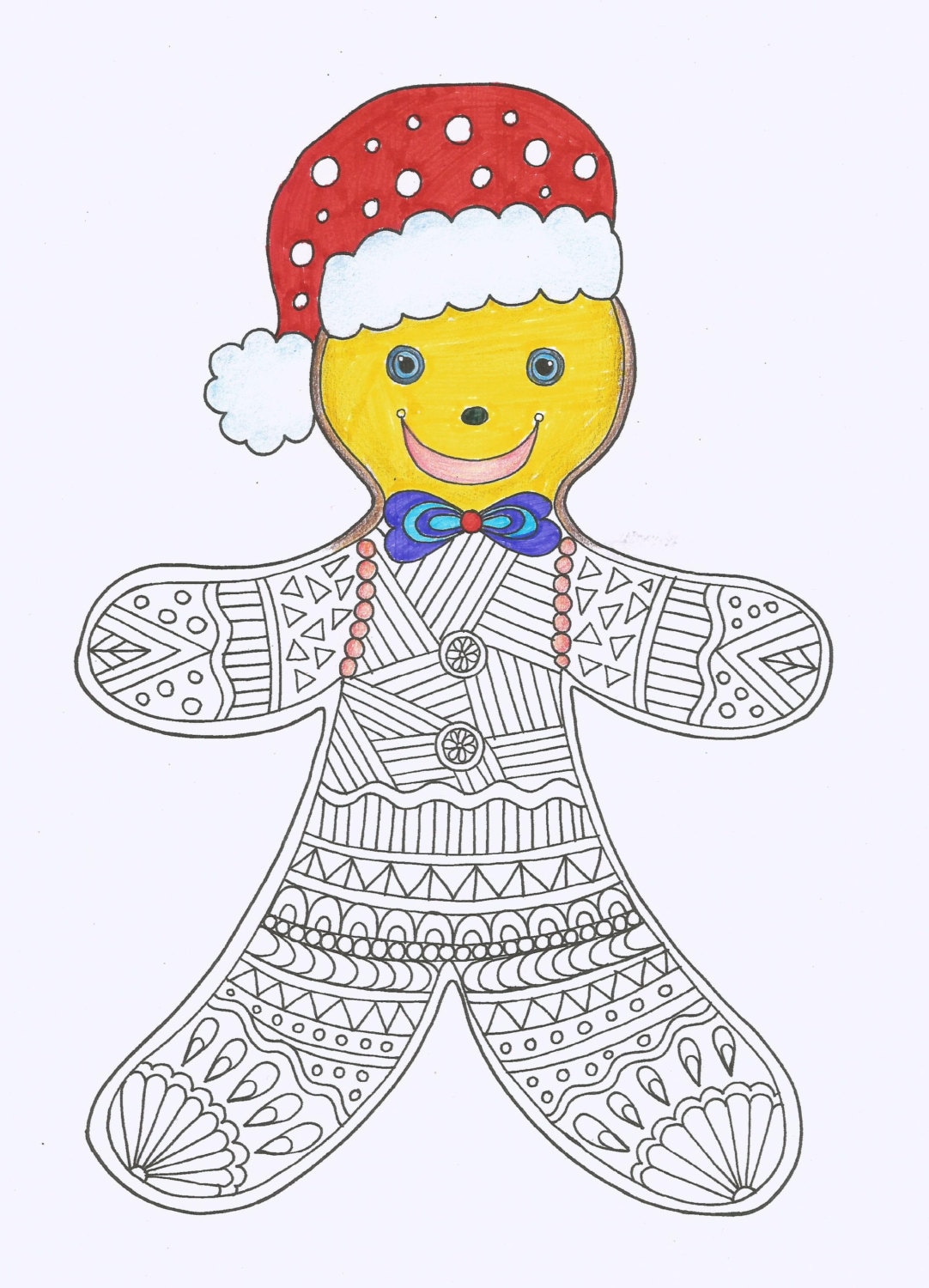 Gingerbread Man Coloring Page Christmas Coloring Page - Etsy