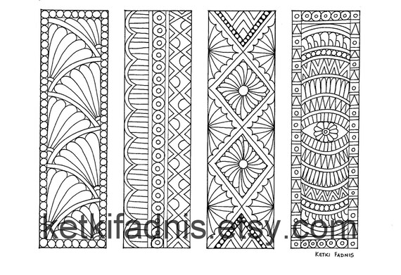 Coloring Bookmarks, Printable Coloring Page, Printable Bookmark,  Complicated Colouring Pages for Adults, Instant Download 