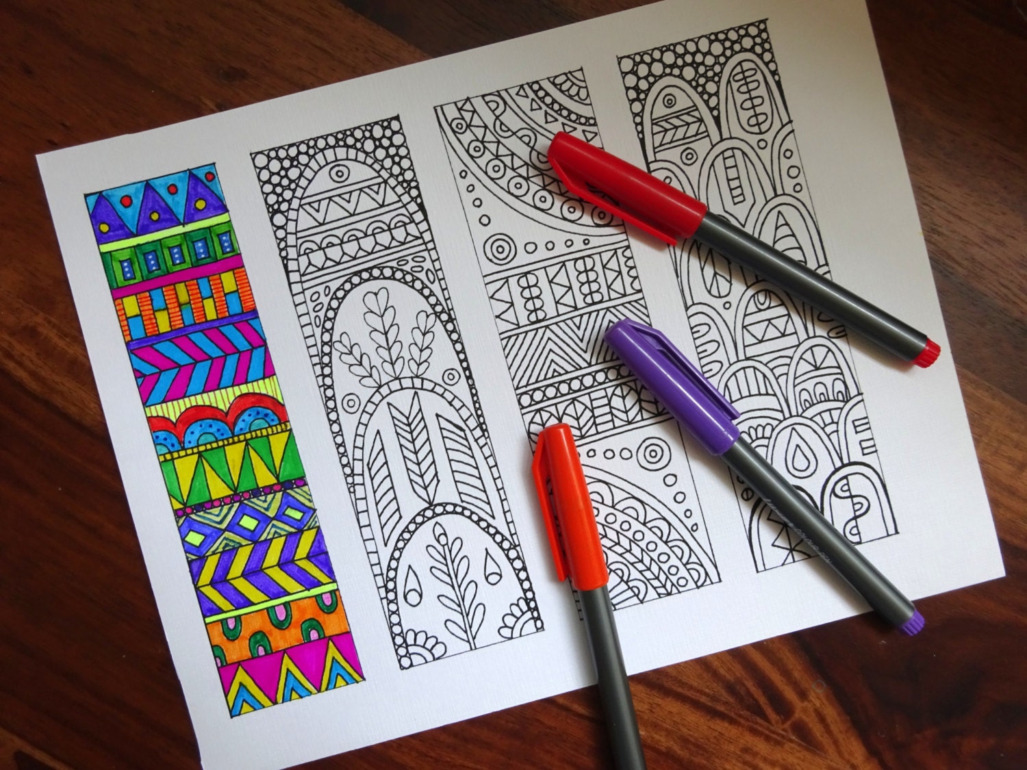 Download Coloring Bookmarks Geometric PDF Download Bookmarks to | Etsy