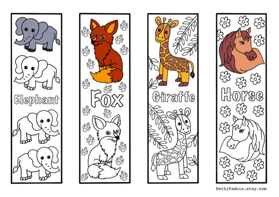 Animals 2 Coloring bookmarks - bookmarks coloring page - Instant PDF  Download - Digital download - Coloring page