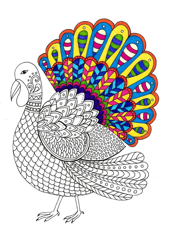 Turkey Thanksgiving Coloring Page Instant Pdf Download Etsy Turkey Thanksgiving Coloring Page Instant Pdf Download Etsy