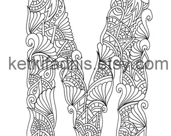 coloring letter m etsy