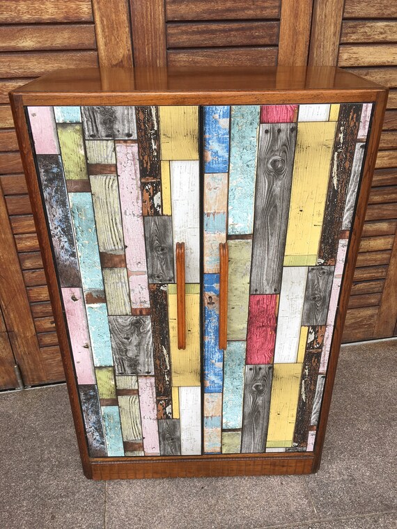 Unique Upcycled Tall Boy Small Wardrobe Weathered Wood Etsy