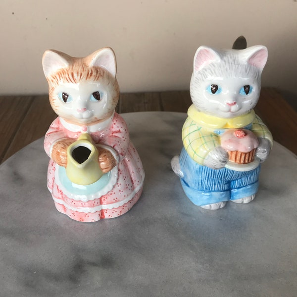 Avon Fine Collection Kitty Cream and Sugar with Sterling Silver Spoon