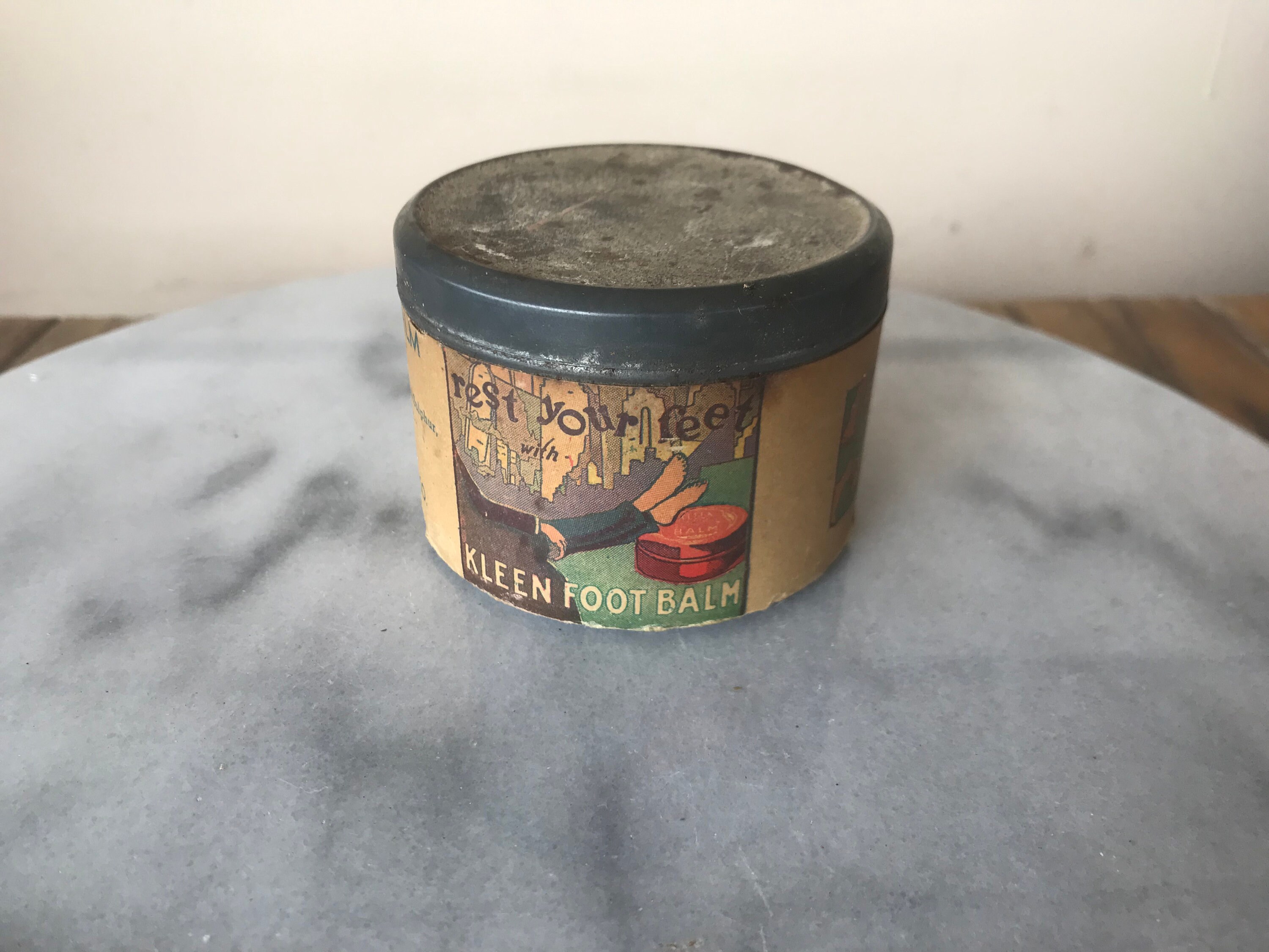 Vintage Kleen Feet Balm 7 Oz Full Tin Collectable Drug Store Falls Church,  VA
