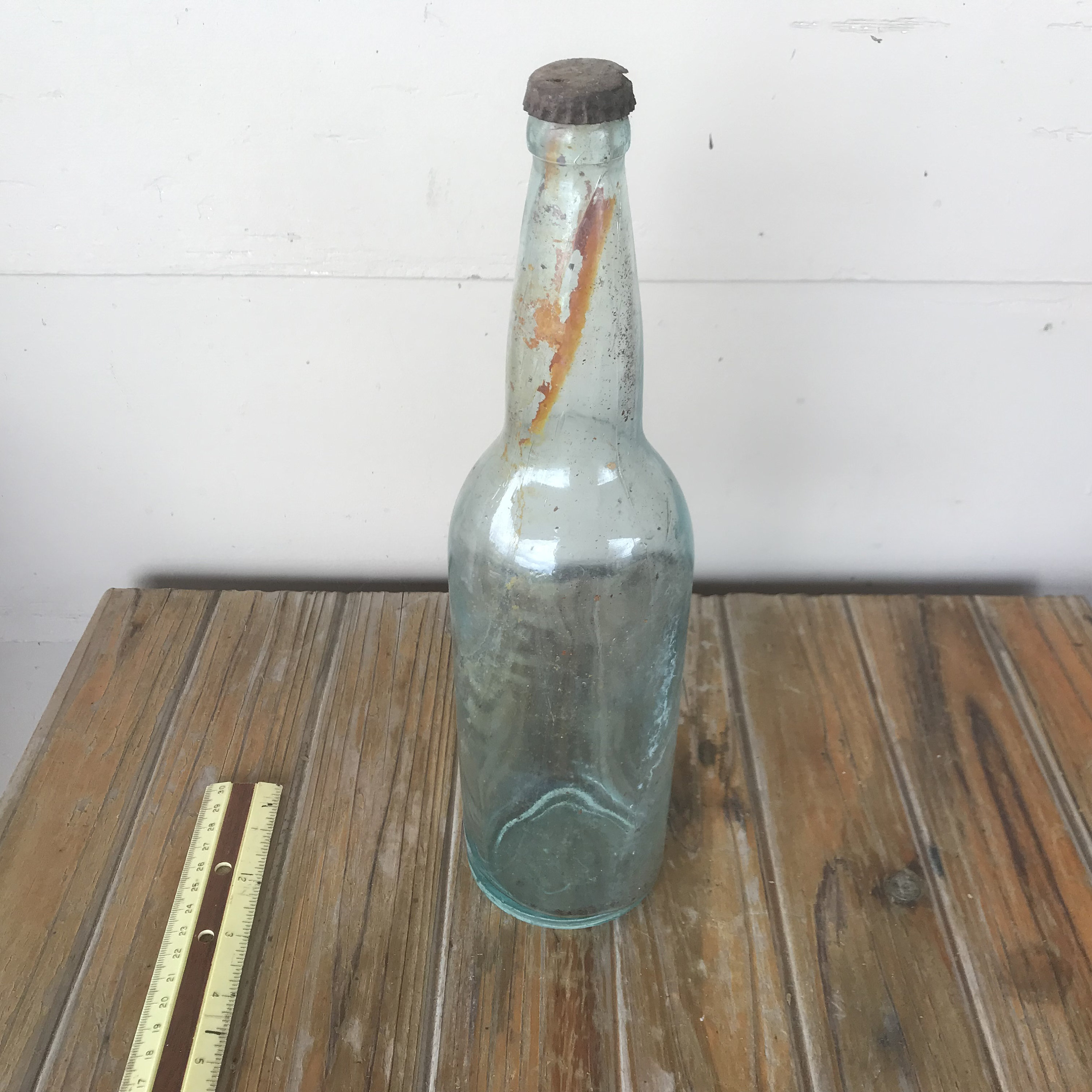 1905 Quart Beer Bottle Budweiser Bottle as Found Dug Bottle Aqua